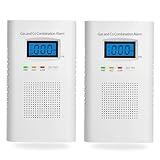 2 Pack Combination Gas & Carbon Monoxide Detectors - Plug in CO Alarm & Natural Gas Detector with Digital Display, CO Detector & Combustible Gas Detector for Home, Easy to Read