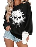 Zeagoo Women's Halloween Sweatshirts Long Sleeve Pullover Tops Gothic Fall Y2K Clothes 2024