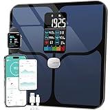 ABLEGRID Body Fat Scale,Digital Smart Bathroom Scale for Body Weight, Large LCD Display Screen, 16 Body Composition Metrics BMI, Water Weigh, Heart Rate, Baby Mode, 400lb, Rechargeable