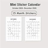 October 2025-2026 Mini Monthly Calendar Stickers For office cubicles, planners, Journal, Scrapbook, Habit Tracker. Year at a glace. Each sticker is 4 inch x 6 inch. 2026 sticky Mini Calendars.