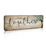 Family Art Decor Inspirational Quotes Wall Hanging Sign - Together is Our Favorite Place to Be - Motivational Home Art Decor Wood Plaque Sign 16"x5"