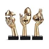 oliruim 3 PCS Thinker Small Statue, Golden Black Abstract Art Sculpture Modern Home Decora Shelf Decor Knick Knacks Desktop Decor Christmas Tv Stand Decor New Year Gift (3 PCS Gold)