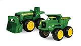 John Deere Sandbox Toys - Includes Dump Truck Toy and Tractor Toy with Loader, Kids Outdoor Toys - Easter Gifts for Kids, Frustration Free Packaging ,Green, Ages 18 Months and Up, 2 Count ( Pack of 1)