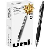 Black Retractable Gel Pens 12 Pack with Medium Points, Uni-Ball 207 Signo Click Pens are Fraud Proof and the Best Office Pens, Nursing Pens, Business Pens, School Pens, and Bible Pens