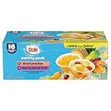 Dole Diced Peaches and Cherry Mixed Fruit in 100% Juice Variety Pack - Dole Fruit Bowls Snacks - 4 oz Fruit Bowls - 16 Pack