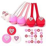 AXBMM 30 Pack Valentine Spoon Relay Race Toy Set , Valentine Heart Ball and Spoon Race Game for Valentine's Day Indoor Outdoor School Class Party Supplies Favors(Valentine Style)