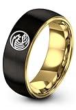 Zealot Jewelry Wave Ring Gift for Ocean Fan Tungsten Black Gold for Women Christmas for Mom from Daughter Workwear Men's Wedding Band Wedding Band Set for Him and Her Classic Birthday Size 14