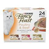 Fancy Feast Poultry and Beef Feast Classic Pate Collection Grain Free Wet Cat Food Variety Pack - (Pack of 24) 3 oz. Cans