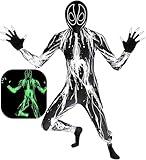SIZGAROOT Scary Halloween Costumes for Boys Kids Shadow Demon Costume Halloween Party Dress Up, Glow in the Dark(10-12 years)