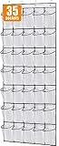 MISSLO 35 Large Pockets Over The Door Shoe Organizer Sturdy Oxford Fabric Hanging Shoe Rack for Door Mesh Closet Shoe Holder Hanger, White
