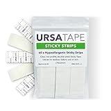 URSA Tape Sticky Strips No-Residue Clear Hollywood Fashion Tape for Women Double Sided | for Costumes, Dresses, Shoes & More | Body Tape for Delicate Skin, Double Sided Fabric Tape for Clothes 60 Pack