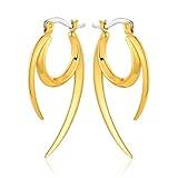 | Premium Quality | 18K Gold Plated Spike Hoop Earrings For Women | Cool, Elegant & Edgy | Comfortable, Hypoallergenic | Haute Couture Aesthetics | Pump Up The Gem | US Brand |
