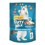 Purina Friskies Made in USA Facilities Cat Treats, Party Mix Seafood Lovers Crunch - (6) 6 oz. Pouches