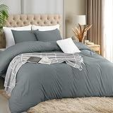 Utopia Bedding Duvet Cover Set with Pillowcases - 3 Pieces Bedding Duvet Cover with Zipper Closure - 1 Duvet Cover with 2 Pillowcases - Soft Brushed Microfiber (Queen, Grey)
