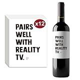 12 Pcs Pairs Well with Reality TV Wine Labels TV Show Wine Bottle Stickers TV Show Fans Wine Labels for Bottles Gifts for Women Men Friends