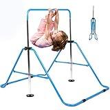 WATBKHE Kids Gymnastics Bar Gymnastic Equipment for Home Adjustable Height Gymnastic Training Bar Gymnastic Stuff for 3-7 Years Old Girls (Blue)