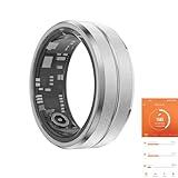 GenXenon Fitness Tracker Smart Ring,Step Counter,Heart Rate Blood Oxygen Sleep Tracker Health Ring, 5ATM Waterproof Long Battery Life Smart Rings Compatible with iOS & Android (Silver, US 7)