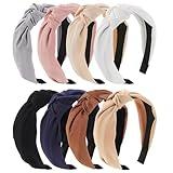 obeoby Headbands for Women, 8Pcs Knotted Headbands Fashion Women Hair Accessories Coffee Series Knotted Wide Headbands