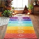 OYEFLY Rainbow Chakra Yoga Mat Sunscreen Shawl Hippy Boho Gypsy