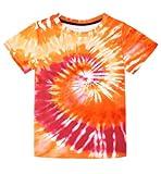 SunFocus Orange Tie Dye Shirt Kids Size 4-5 Boys Graphic Colorful Short Sleeve T Shirts Girls Novelty Tees Clothes