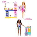 Barbie Playset & 2 Dolls with 20+ Accessories, Beach Boardwalk Set Includes Snack Stand, Ice Cream Kiosk, Puppy & Themed Pieces