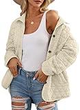 EVALESS Quilted Jackets for Women 2025 Fashion Lightweight Casual Diamond Long Sleeve Button Down Puffer Jacket Warm Winter Coat Outerwear with Pockets,White XX-Large