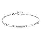 Graduation Gifts 925 Sterling Silver Women Engraved Inspirational Adjustable Bracelet “She Believed She Could So She Did” Friendship Gifts (A-silver)