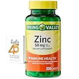 Spring Valley Zinc 50 mg, 200 Count, Dietary Supplement Caplets for Immune Health, Zinc Immune Supplements, Bundle with Lual's 45 Diabetes Decoded