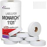 Perco White Pricing Labels for Monarch 1131 Price Gun - 1 Sleeve, 8 Rolls, 20,000 Price Marking Labels - with Ink Roll Included