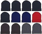 12 Pack Winter Beanie Hats for Men Women, Warm Cozy Knitted Cuffed Skull Cap, Wholesale