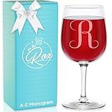 Monogrammed A-Z Wine Gifts for Women - 12.75 oz Engraved Personalized Wine Glass- Funny Wine Lover Monogram Gifts for Women - Unique Wine Glasses Gift Set ®