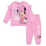 Disney Minnie Mouse Toddler Girls Fleece Drop Shoulder Sweatshirt and Jogger Pants Outfit Set Pink 3T