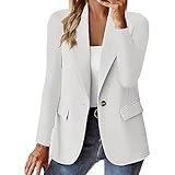 HJYUZP amazon my the orders Women Business Blazer Loose Lightweigth Open Front Summer Jackets Long Sleeve Workfice Jacket Blazer Outfits White Medium