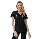 Eipnare Scrub Tops for Women - V-Neck Top Scrubs with 4 Pockets, Soft Fabric Women’s Medical Scrub Top, Easy Care Black