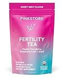 Pink Stork Organic Fertility Tea - Supports Conception for Her & Hormone Balance with Chaste Tree Berry (Vitex), Mint, and Red Raspberry Leaf - Hot or Iced - Caffeine Free - Sweet Mint, 15 Sachets