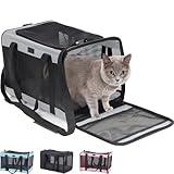 Gorilla Grip Airline Travel Cat Carrier Bag Up to 15 Lbs, Breathable Mesh Collapsible Pet Carriers for Small, Medium Cats, Small Dogs, Puppies, Portable Kennel with Soft Washable Waterproof Pad Gray