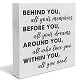 Graduation Quote Wood Box Sign Decor Desk Sign Positive Behind You All Your Memories Wooden Box Block Sign Rustic Home Shelf Wall Decoration Grad Gift