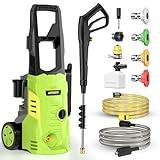 Electric Pressure Washer - GUIFIN Portable Power Washer with Soap-Adjustable Tank, Spray Steel Wand, 4 Pressure Tips, 6.6 FT Inlet & 23 FT Outlet Hose, 3800PSI & 2.4GPM, for Patio/Car/Driveway/Fence