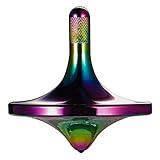CHEETOP Stainless Steel Spinning Top, Premium Exquisite Perfect Balance Well Made Metal Desk EDC Little Fidget Toy, Spin Long Time Over 6 Minutes, Great Value (Iridescent,Medium Diameter 29mm)