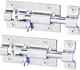 FATLODA 2 Pack Barrel Bolt Latch, 3 Inches Slide Latch Lock, Thickened Stainless Steel Sliding Locks for Door, Brushed Finish Sliding Bolt Lock Latches with 12PCS Screws