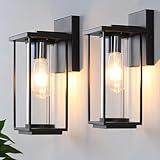 IDPUSEN Outdoor Lights for House, Large Porch Wall Lights Outdoor, Black Wall Sconce Lamp, Exterior Front Wall Lights, Waterproof Anti Rust Outside Coach Lights for House, Patio, Garage