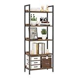 NUMENN Bookshelf, 5 Tier Bookshelves, Home Office Bookcase Shelf Storage Organizer, Free Standing Storage Shelving Unit for Bedroom, Living Room and Home Office, Vintage