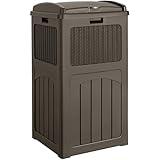 Devoko 33 Gallon Outdoor Trash Can, Hideaway Garbage Bins with Tiered Lid, Waterproof Resin Outside Waste Bins for Patio, Outside Pool, Backyard and Deck(1, Deep Brown)