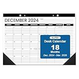 SUNEE 2024-2026 Desk Calendar 17x12, 18 Months, Oct. 2024 - Mar. 2026, Academic Desk Blotter Calendar, Desk Pad Calendar for Teacher with Note, Black