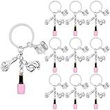 SIQYUWM 10Pcs Manicure Keychain Alloy Nail Polish Manicure Tool Hands and Feet Charm Keyrings for Manicurist Nail Stylist Nail Technician Gifts or Beauty Lovers