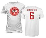 FLAURA Denmark Soccer #6 Christensen World Football Fans Adult and Youth T-Shirt (White, Youth Small)