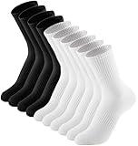 Irisbear Crew Socks for Women 6-9 Athletic Running Hiking Workout Casual Cotton Socks White Black 5 Pairs