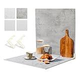 2 PCS 4 Pattern Boards Photo Backdrop for Flat Lay, Food Photography Background 24x24 Inch, BEIYANG (Marble+Light Gray)