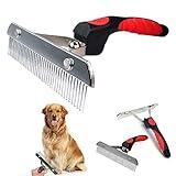 Undercoat Rake for Dogs, Extra-Large Rake Comb Long Hair Dog Rake with Anti-Slip Handle, Grooming Brush for Double Coat Dogs Golden Retriever German Shepherd Horse