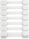 Child Safety Strap Locks (10 Pack) Baby Locks for Cabinets and Drawers, Toilet, Fridge & More. 3M Adhesive Pads. Easy Installation, No Drilling Required, White